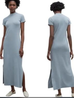 CLUB MONACO  Tea-Dyed Mockneck Ribbed Maxi Dress.